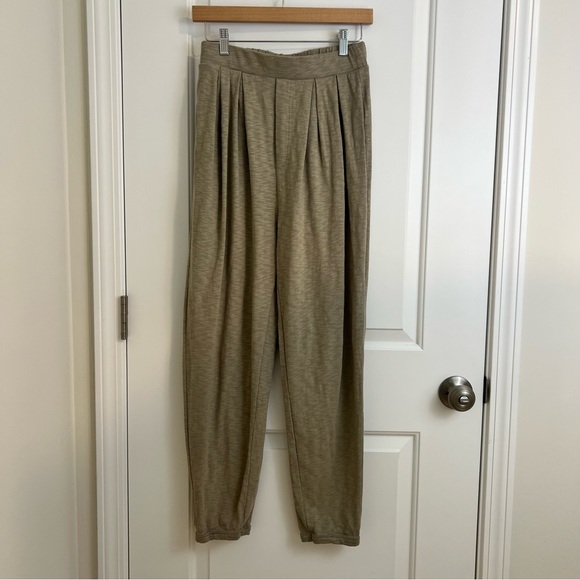 Free People Beach Culver City Pleated Sweatpants Joggers Taupe Green Gray Size S - Picture 2 of 13